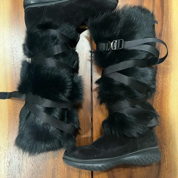 Prada Black Fur Winter Boots